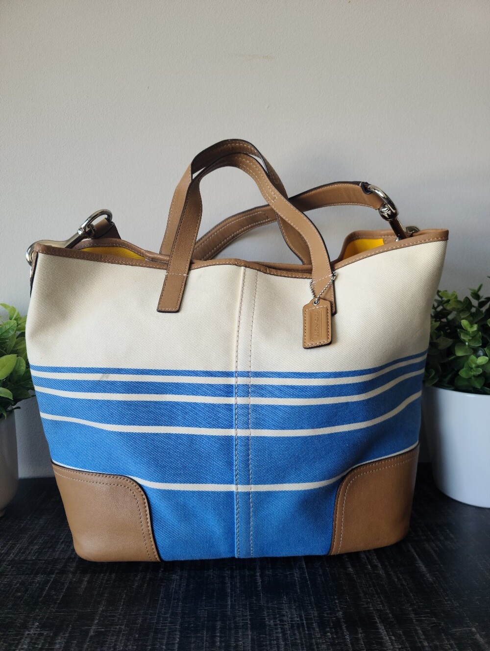 Coach Hadley Canvas & Leather Tote Shoulder Bag #F29921